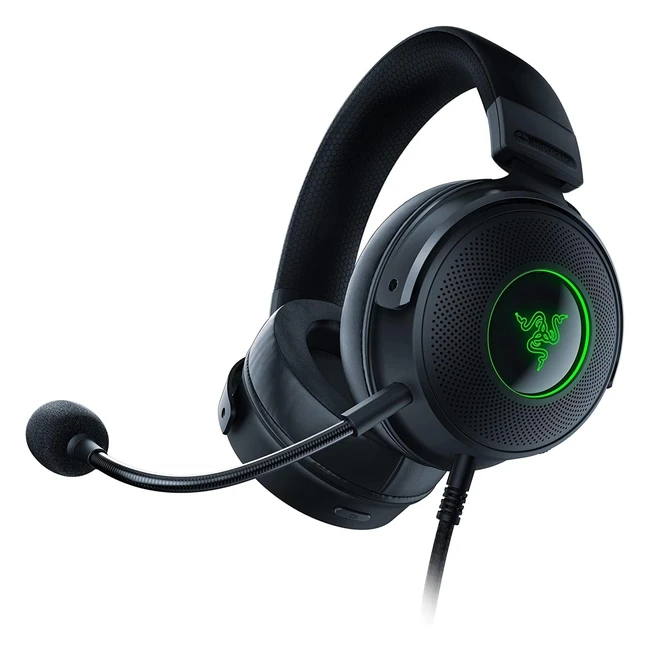 Razer Kraken V3 Hypersense Gaming Headset mit Taptic Technologie, Triforce Titanium 50mm Treiber, THX Spatial Audio, abnehmbares Hyperclear Cardioid Mikrofon, Schwarz