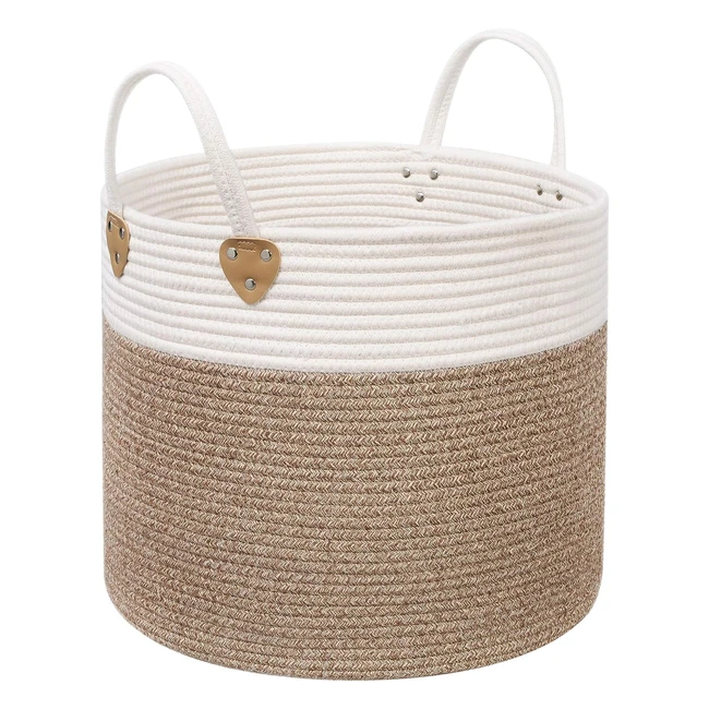 Songmics Cotton Rope Basket - 50L - Toy Clothes Blanket - Brown Beige - 40x40x35cm