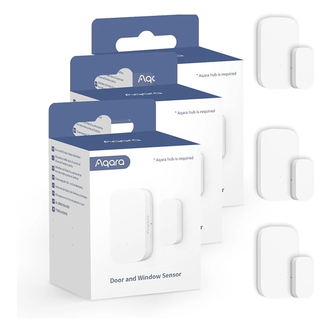 Aqara Détecteur Ouverture Porte/Fenêtre 3-Pack - Hub Zigbee - Compatible Apple HomeKit Alexa IFTTT