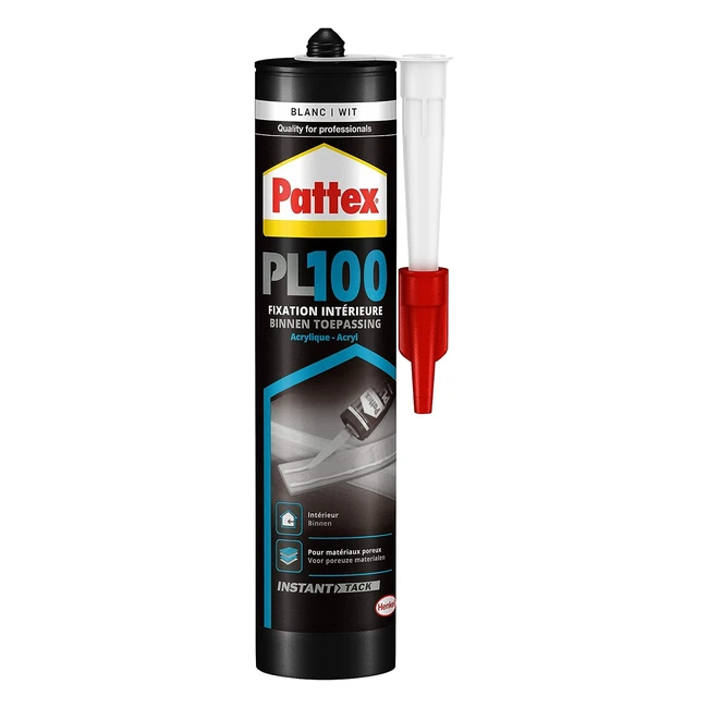 Colle acrylique Pattex PL 100 - Fixation intérieure - Colle résistante multimatériaux - Cartouche 380g