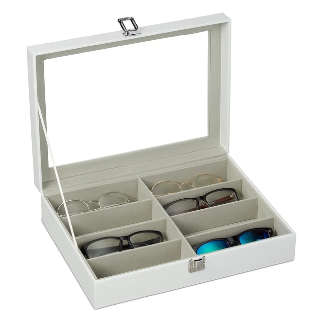 Scatola per 8 paia di occhiali Relaxdays - Dimensioni 85x335x245 cm - Box in fin