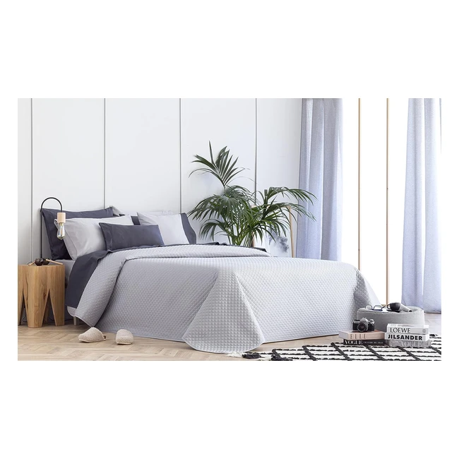 Couvrelit Todocama avec motif losange, doux et résistant, pour lit 80x90 cm, gris clair