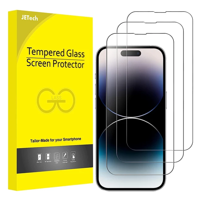 JETech Vollbildschirmschutz für iPhone 14 Pro Max 67 Zoll, 9H gehärtetes Glas, keine Auswirkung auf das Gehäuse, HD Klar, 3er Pack