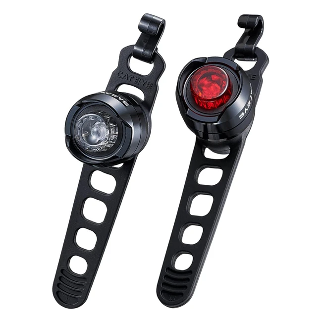 Cateye Orb Front Rear Light Set - Polished Black, Durable Aluminum Body, Integrated Look