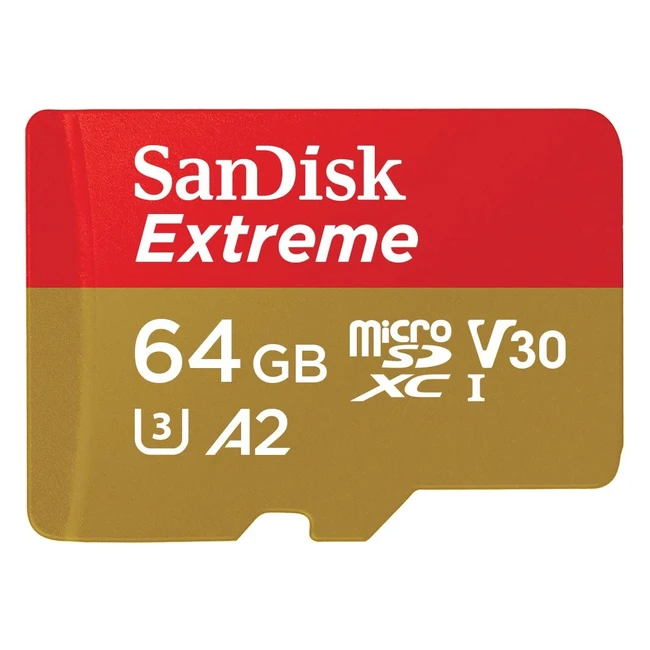 SanDisk Extreme microSD Karte für mobiles Gaming 64 GB A2 App Performance AAA3D-VR-Spielgrafiken und 4K UHD-Video