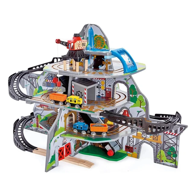 Juego de tren de madera Hape Mighty Mountain Mine, 32 piezas, multicolor