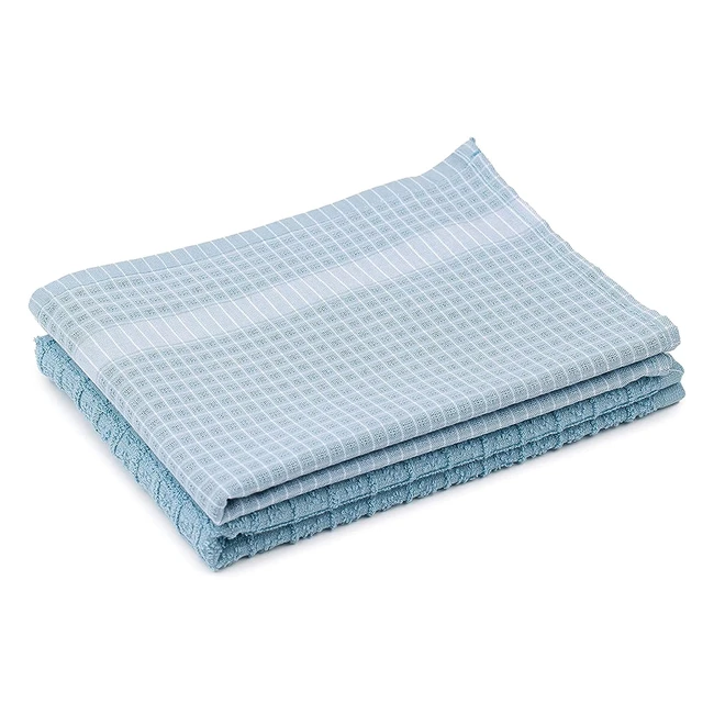 Amago 100 Cotton Jacquard Tea Towels Pack of 2 - Aquawhite