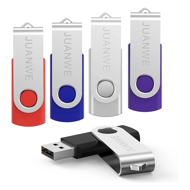 Cle USB Juanwe 64Go Lot de 5 - Design Rotatif 360 - Haute Vitesse de Lecture/Ecriture - Noir/Bleu/Rouge/Violet/Argent