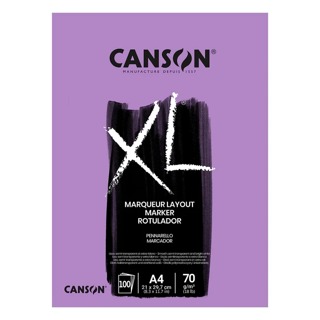 Canson XL Marker A470G - 100 Blatt, 297x236mm, ultraweiß, gummiert, 70g/m²