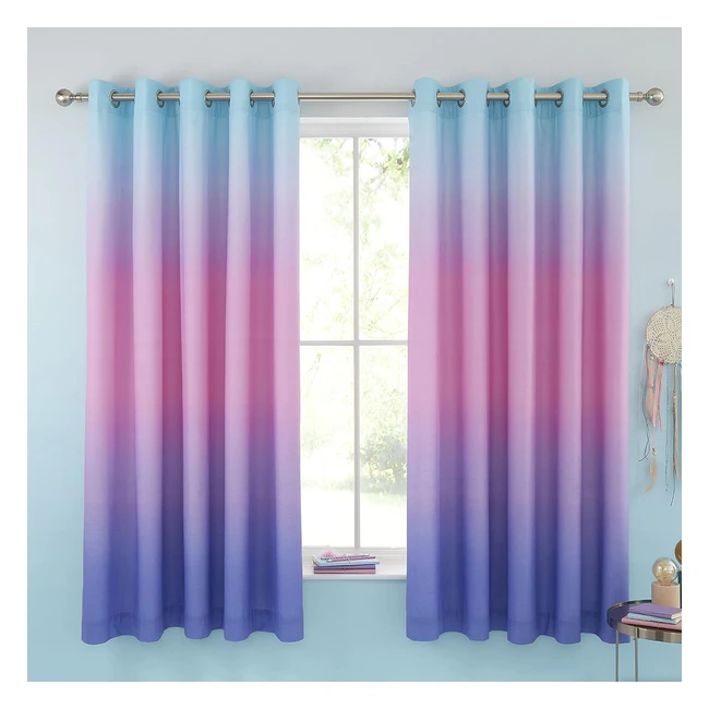 Catherine Lansfield Ombre Rainbow Clouds Curtains - 66x72 inch - Eyelet - Pastel