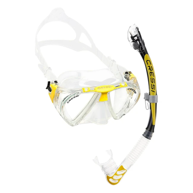 Cressi Premium Adult Dry Snorkel Combo Set - Alpha Ultra Dry Snorkel Penta Mask