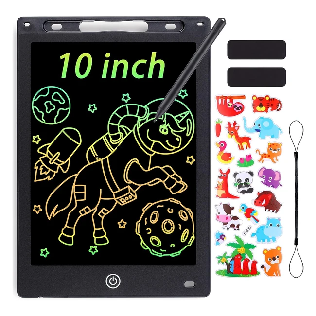 Tablette d'écriture LCD color 10 pouces pour enfants et adultes - Portable et convient pour dessin magique - Grands cadeaux pour 3-7 ans - Noir