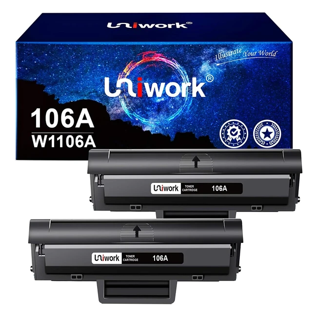 Cartouches de toner compatibles Uniwork 106A pour HP Laser 107w 107a 107r MFP 135wg 135a 135r 135w MFP 137fwg 137fnw - 2 Noir avec Puce