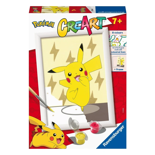 Kit de pintura por números Ravensburger Creart Serie E Pokémon Pikachu - Juego creativo para niños y niñas de 7 años