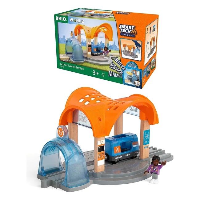 Brio World Smart Tech Sound Action Tunnel Train Station - Age 3 - Gifts for Chi