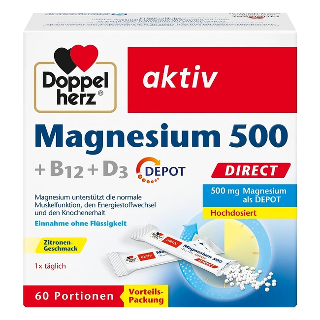 Doppelherz Magnesium 500 B12 D3 Depot - Muskeln & Nervensystem - 60 Portionen
