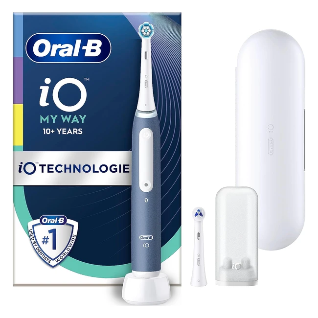 OralB IO Series 4 Teens Elektrische Zahnbürste 4 Reinigungsmodi inklusive Sensitiv Bluetooth-App für Zahnpflege OrthoCare Zahnbürstenköpfe für Zahnspangen designed by Braun WeißBlau