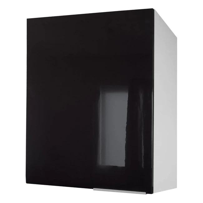 Meuble haut de cuisine Berlioz CP6HN avec 1 porte noir haute brillance