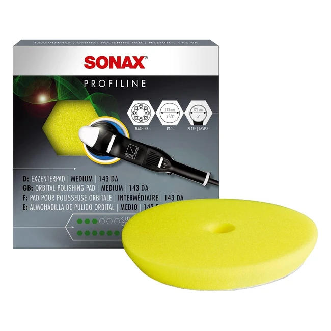 SONAX Exzenterpad Medium 143 DA - 1 Stück, weicher offenporiger Schwamm für maschinelles Polieren von Lacken mit Exzentermaschinen, Art.Nr. 04933410
