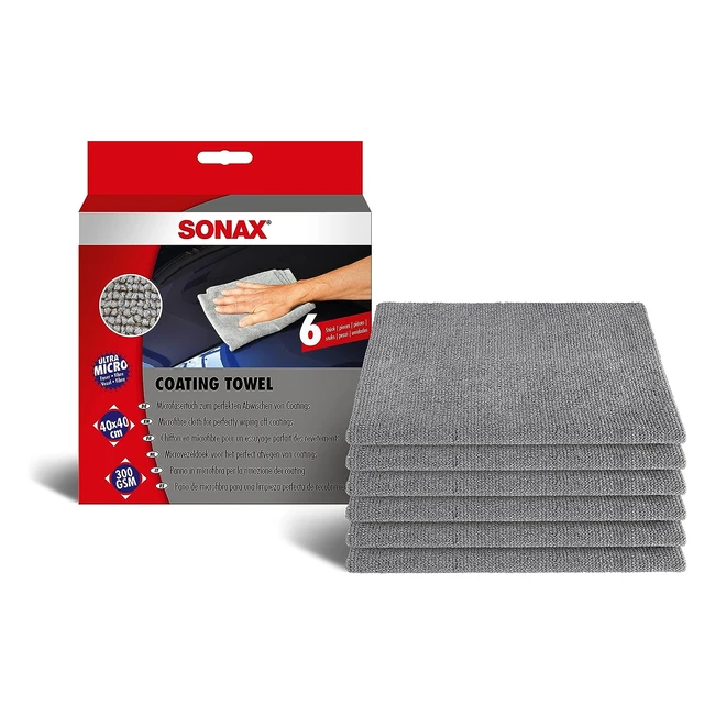 SONAX Coating Tuch 6er Pack - sanfte Entfernung von Politur- und Versiegelungsrückständen - Art.Nr. 04511000