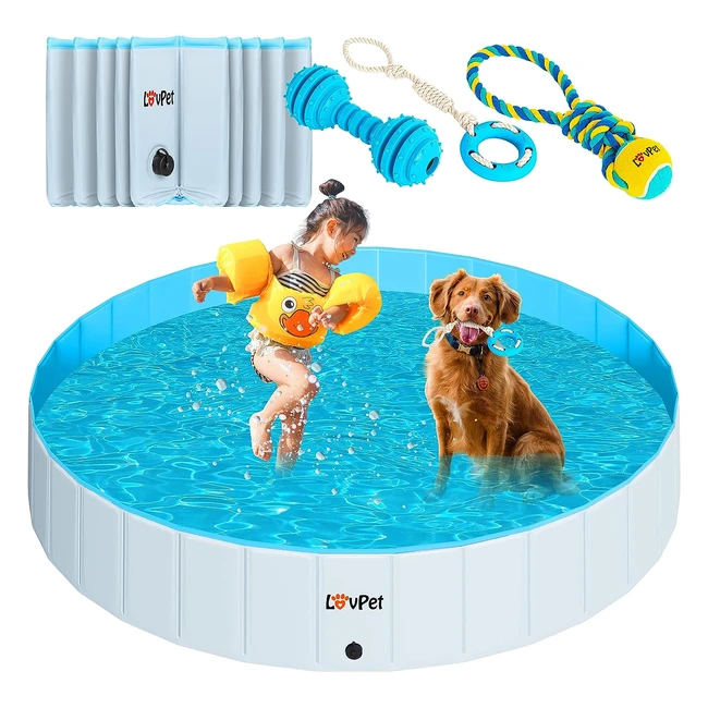 Lovpet Faltbarer Hundepool XL 160cm - Schwimmbecken für große und kleine Hunde inkl. Hundespielzeug