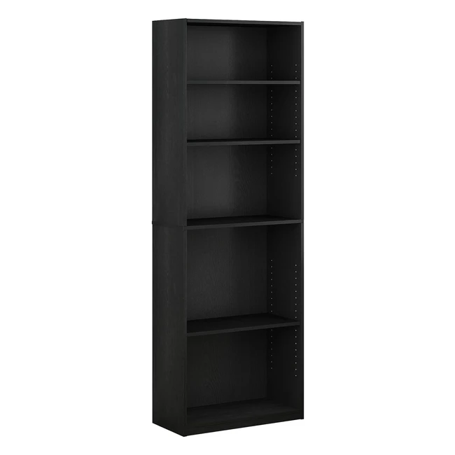 Furinno Jaya Simply Home 5-Shelf Bookcase - Black Carb Grade Composite Wood