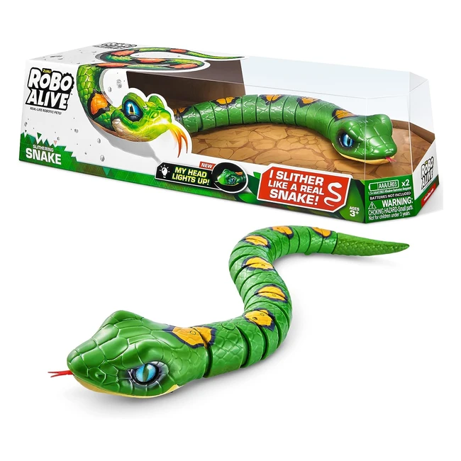 Robo Alive 7150B Snake - Jouet Robotique Vert pour Animaux de Compagnie Reptile - Mouvement Réaliste