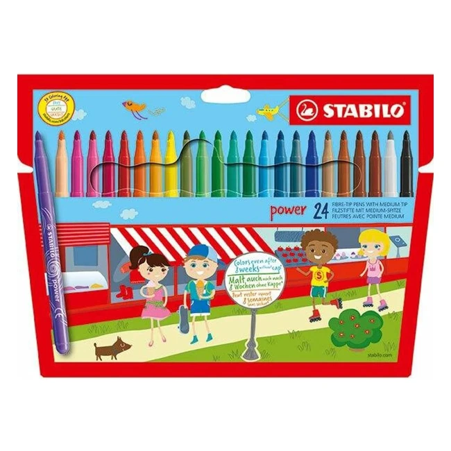 Stabilo Power Fibretip Pen - Pack of 24 Assorted Colors