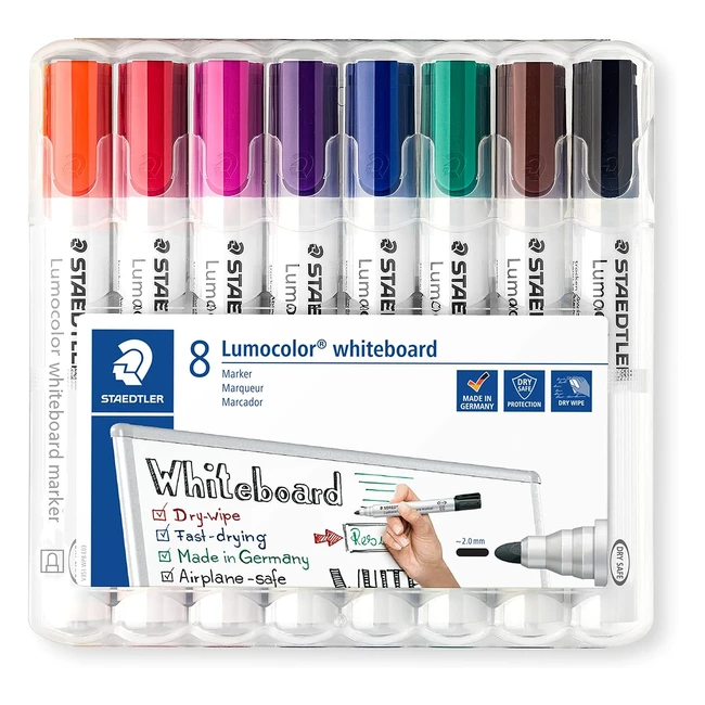 Staedtler 351 WP8 Lumocolor Whiteboard Marker - Pack of 8 Assorted Colors