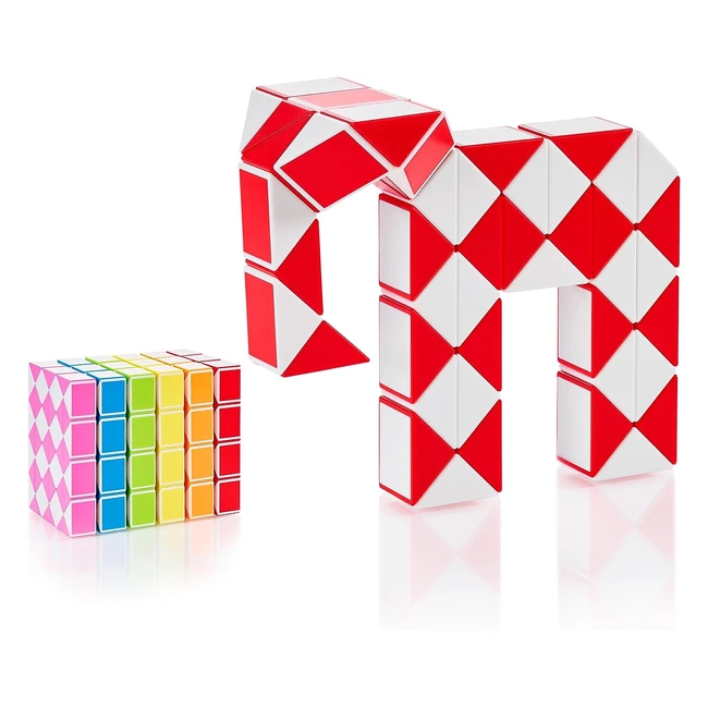 Cubidi Magic Snake Cube - Jouet de poche pour enfants 4-8 ans - Cadeau anniversaire - 48 blocs - Rouge