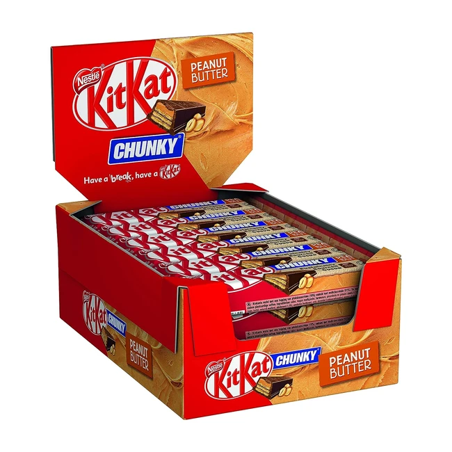 Nestlé KitKat Chunky Peanut Butter Schokoriegel 24er Pack - Knusprige Waffel & Erdnusscreme