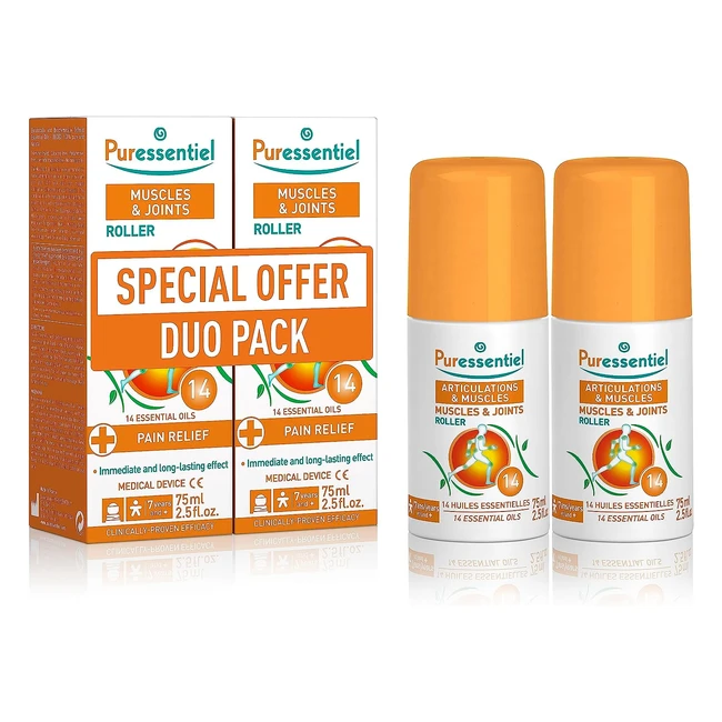 Puressentiel Duo Pack Muscles  Joints Roll On 75ml x2 - Fast Relief Soothes Mu