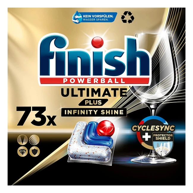 Finish Ultimate Plus Infinity Shine Spülmaschinentabs, intensive Reinigung, Fettlösekraft und Glanz mit Schutzschild, 73 Stück