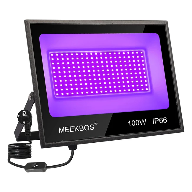 Foco LED UV Meekbos 100W Luz Negra Ultravioleta 385-400nm IP66 Impermeable