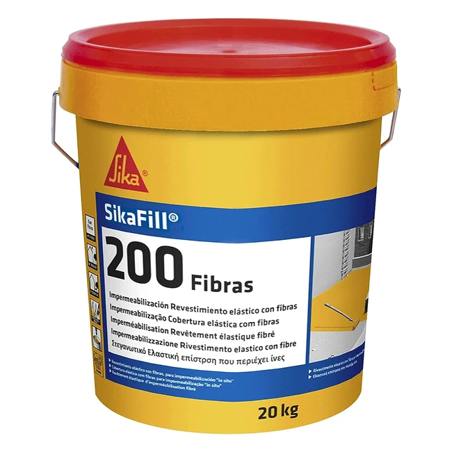 Sikafill 200 Fibras Blanco - Pintura Acrílica para Impermeabilización de Cubiertas - Protección de Paredes Medianeras - 20kg