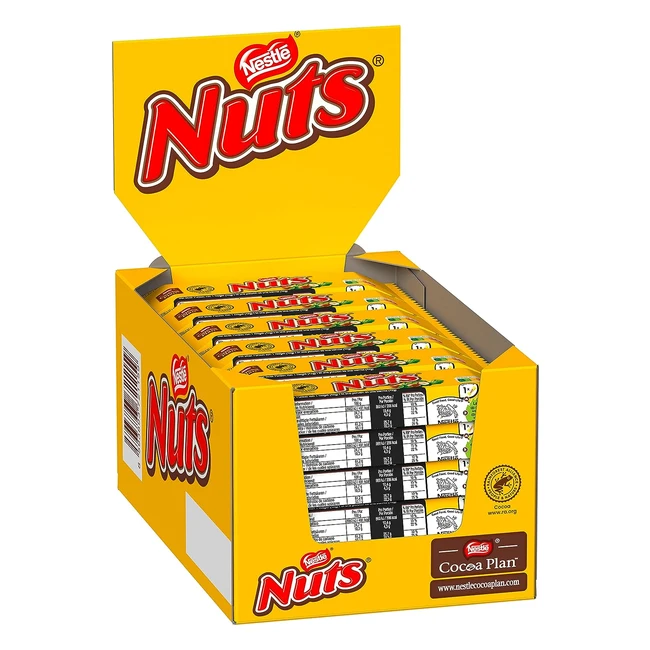 Nestlé Nuts Schokoriegel - Klassiker mit ganzen Haselnüssen und Karamell - 24er Pack (24x42g)