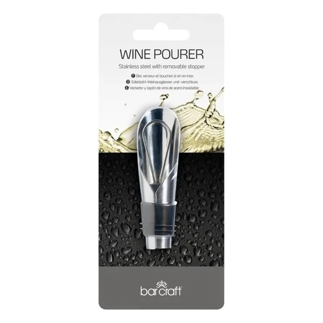 Barcraft 2in1 Wine Bottle Stopper Pourer Stainless Steel - Silver, 8x2cm