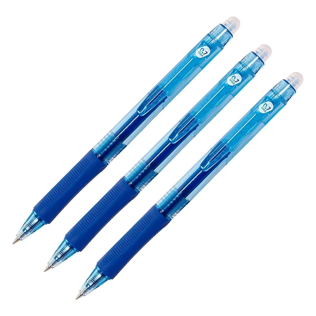 Lot de 3 stylos effaçables rétractables Raylu Paper, encre gel hybride bleue 0.7mm