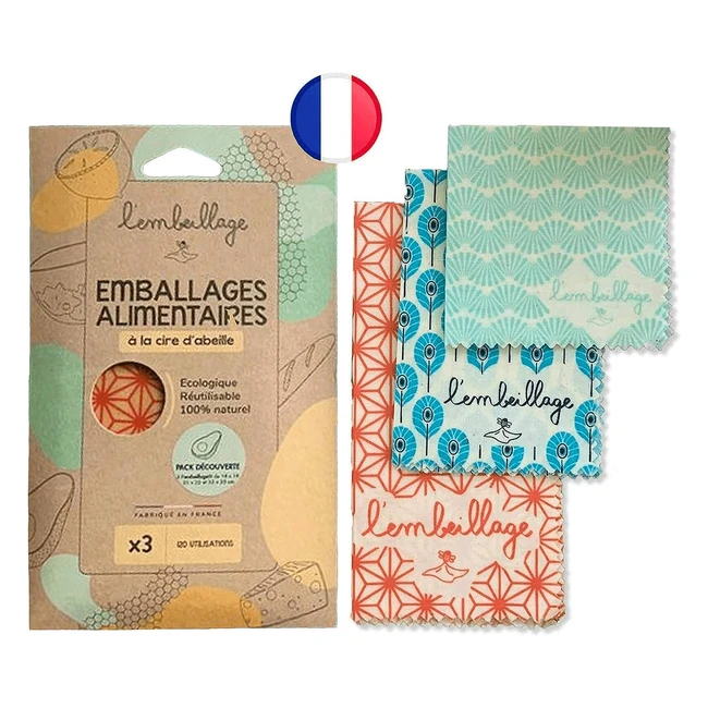 Bee Wrap Franais - Emballage Alimentaire Rutilisable - Fabriqu en France -