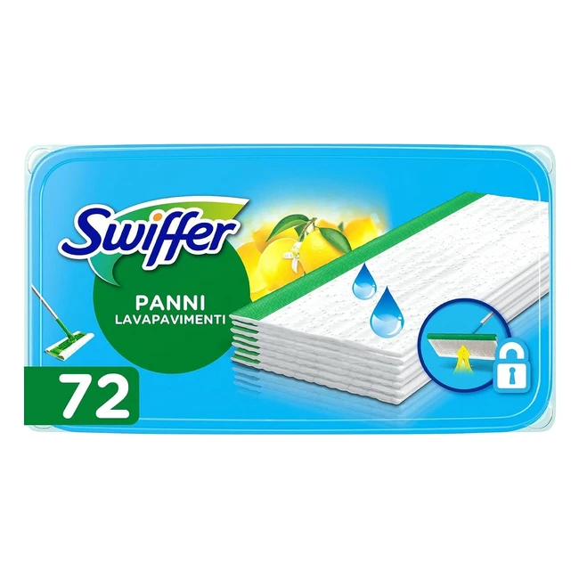 Swiffer Lavapavimenti Wet 72 Panni Umidificati - Rimuove Sporco e Batteri - Maxi Formato