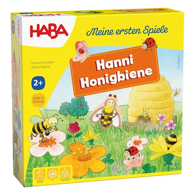 HABA 301838 Mein erstes Spiel Hanni Honigbiene - Farbwürfelspiel für 1-4 Spieler ab 2 Jahren
