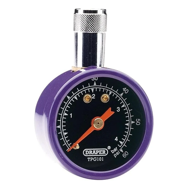 Manómetro de Presión de Neumáticos Draper 69923 - Mide 0-60 PSI - Doble Boquilla de Válvula