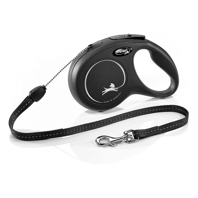 Flexi New Classic Cord Black Small 8m Retractable Dog Leash - Up to 12kgs26lbs