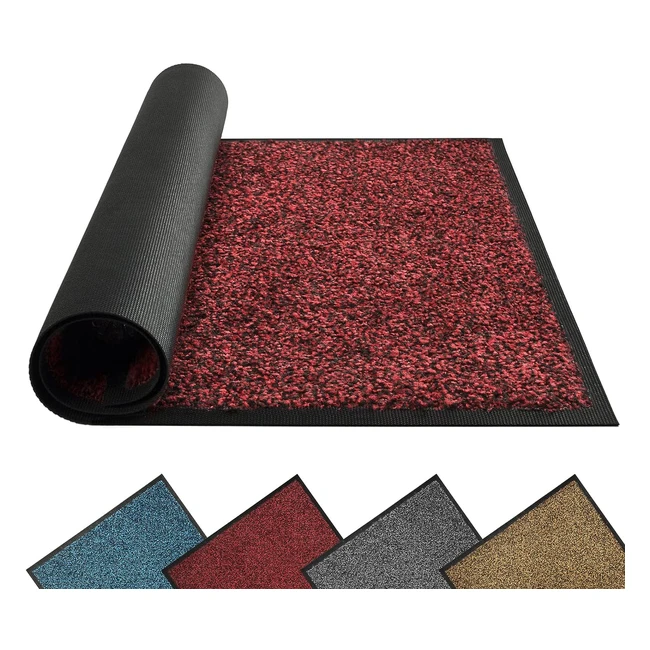 Mibao Schmutzfangmatte rot schwarz 50 x 80 cm waschbar langlebig rutschfest für Innen und Außen
