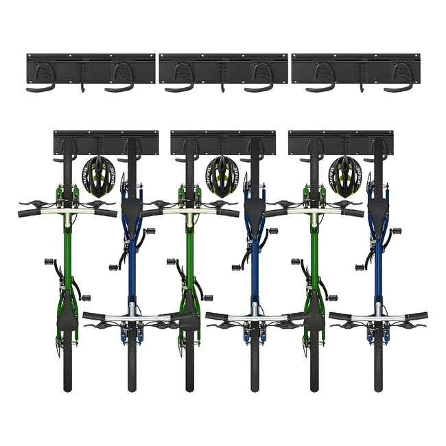 Sinoer Bike Wall Rack - Holds 6 Bicycles & 3 Helmets - Adjustable Storage Mount