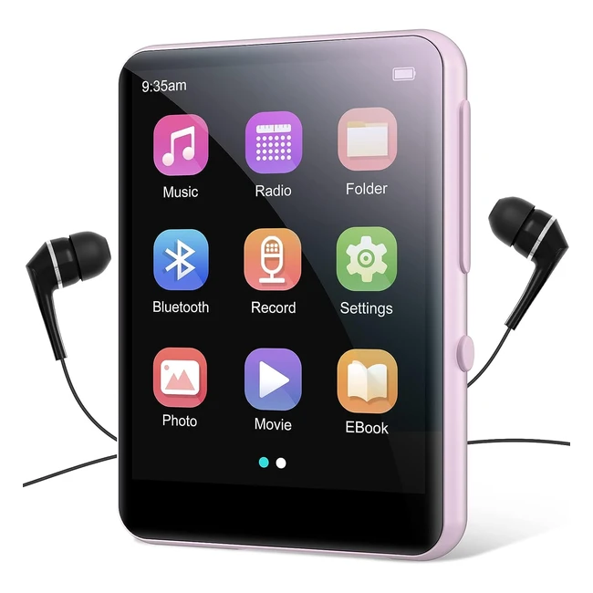 Lecteur MP3 Bluetooth 5.0 64Go | Son Hifi | Écran Tactile 24'' | Enregistrement Vocal | Haut-Parleur HD