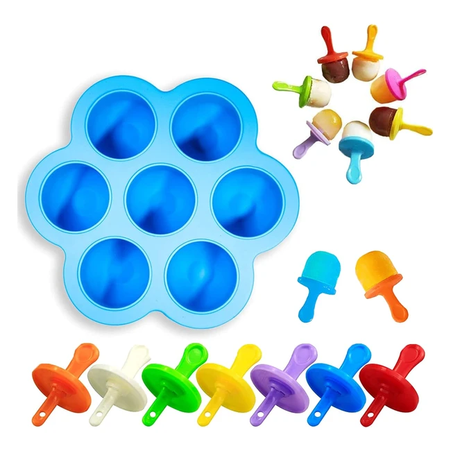 Silicone Children Mini Popsicle Mold - Colorful Sticks - Nonstick Reusable - DIY Ice Cream Maker