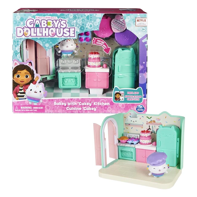 Gabbys Dollhouse Deluxe Room Bakey mit Cakey Kitchen und Kuchi - 3 Möbelstücke und 2 Überraschungsboxen - Geeignet ab 3 Jahren
