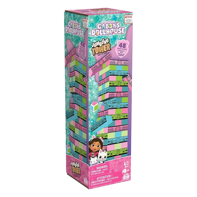 Spin Master Games Gabbys Dollhouse Wobble Tower - Holzbauspiel für Kinder - Gabbys Dollhouse Spielzeug Vorschule