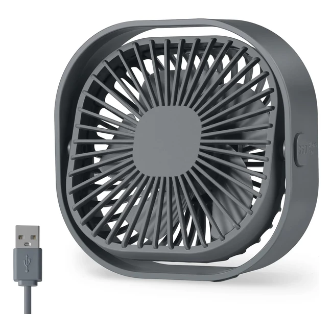 Ventilatore USB Portatile Benpen Mini Silenzioso - 3 Velocità Regolabili - Grigio